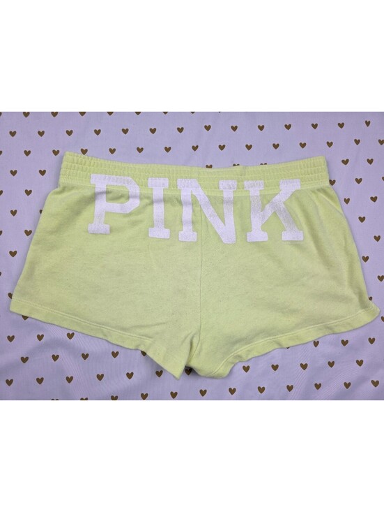 PINK Victoria's Secret Pants - Victorias Secret PINK Vintage Y2llow Logo butt Sweat Shorts Y2k SMALL
